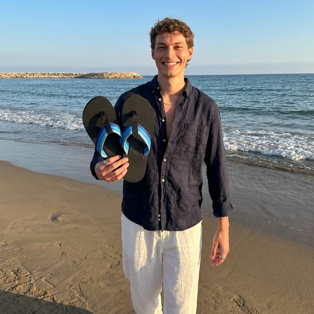 Customer photo review of Hidden Print Beach Flops