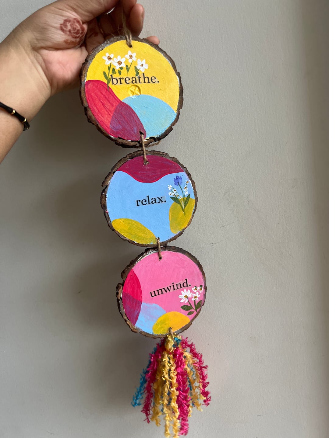 Customer photo review of Breath. Relax. Unwind Vibrant wall hanging