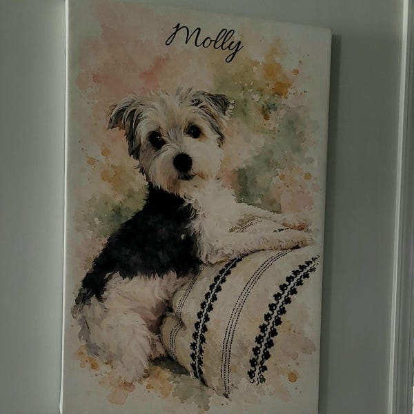 Customer photo review of Custom Watercolor Pet Portrait From Photo, Personalized Pet Memorial Gift For Dog Lover, Sympathy Gift For Dog Loss