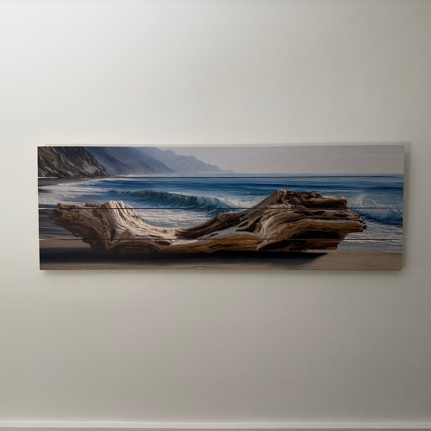 Customer photo review of Driftwood On Beach Long Horizontal Coastal Distressed Wood Wall Art