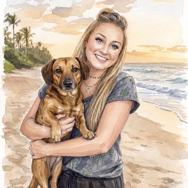 Customer photo review of Custom Watercolor Painting Portrait Painted From Your Photo, Great For Romantic Gifts, Sympathy Gifts For Loss Of Loved One, Remembrance Gifts In Loving Memory