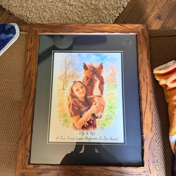 Customer photo review of Custom Watercolor Painting Horse Portrait Gifts For Equestrian