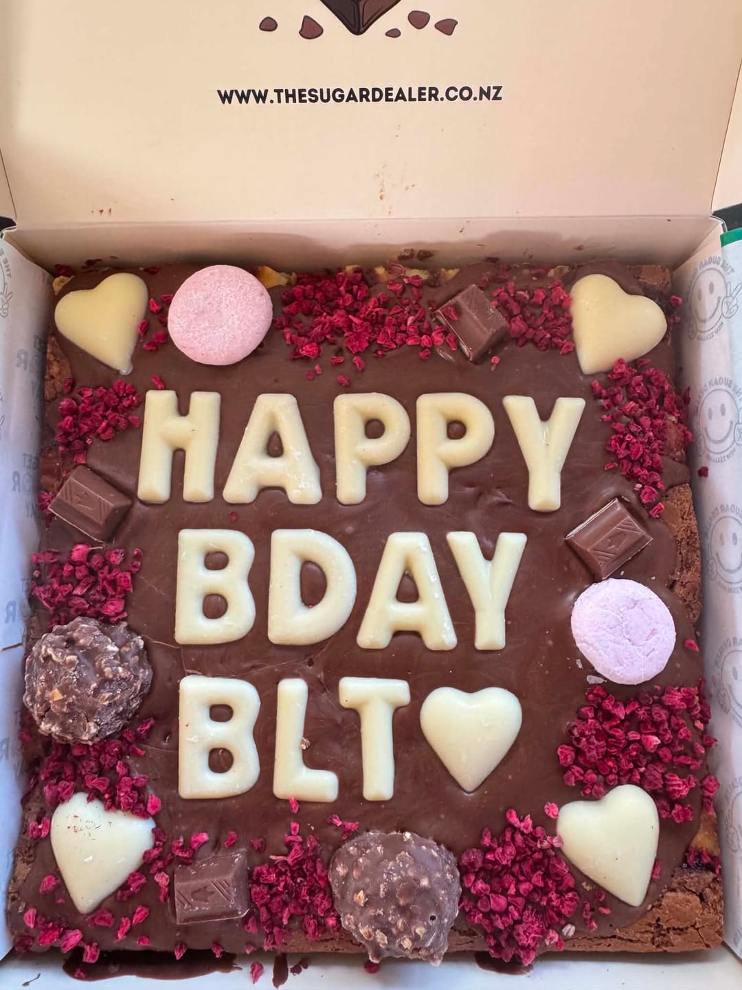 Customer photo review of Custom message heart brownie