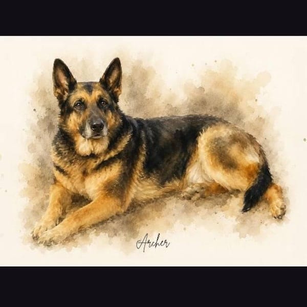 Customer photo review of Custom Watercolor Pet Portrait From Photo, Personalized Pet Memorial Gift For Dog Lover, Sympathy Gift For Dog Loss