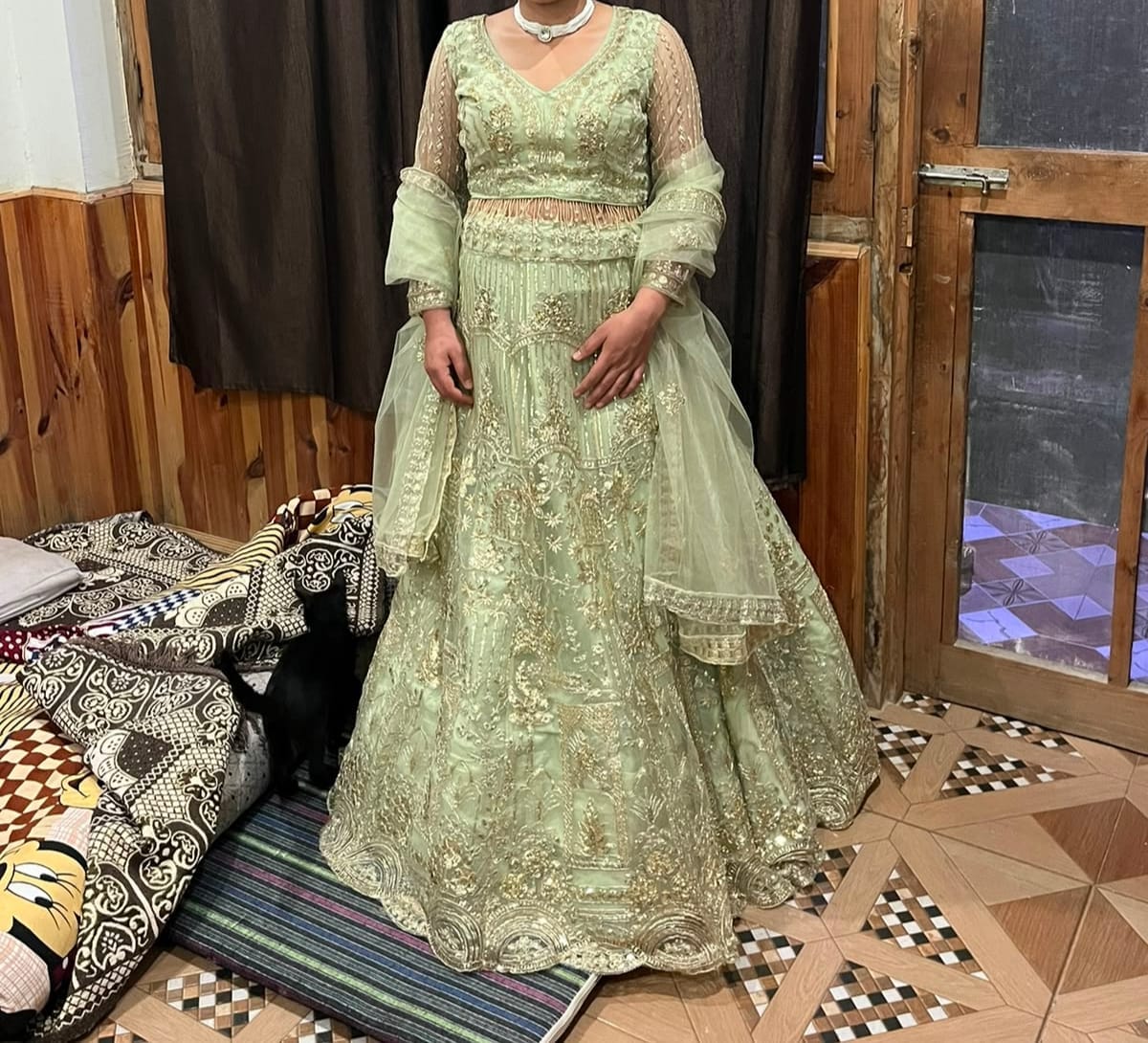 Customer photo review of Engagement Special Viral Soft Net  Coding Sequins Work Lehenga Choli