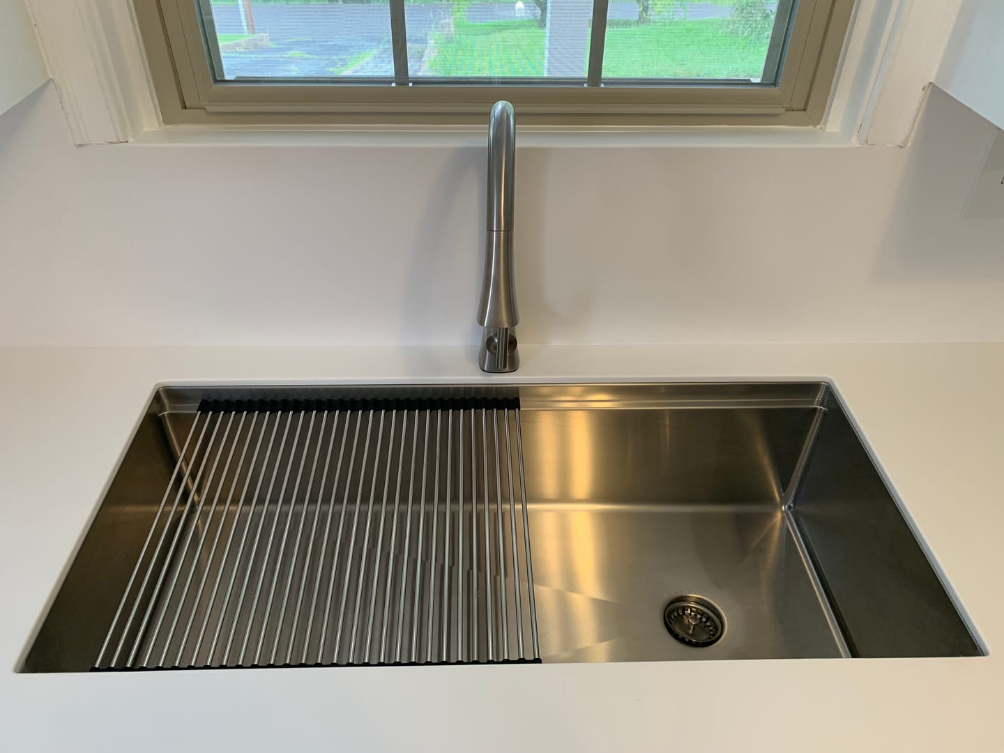 Customer photo review of 40" Undermount Workstation Sink – 16 Gauge Stainless Steel Single Bowl – Reversible Offset Drain – Seamless Drain (5LS40c)