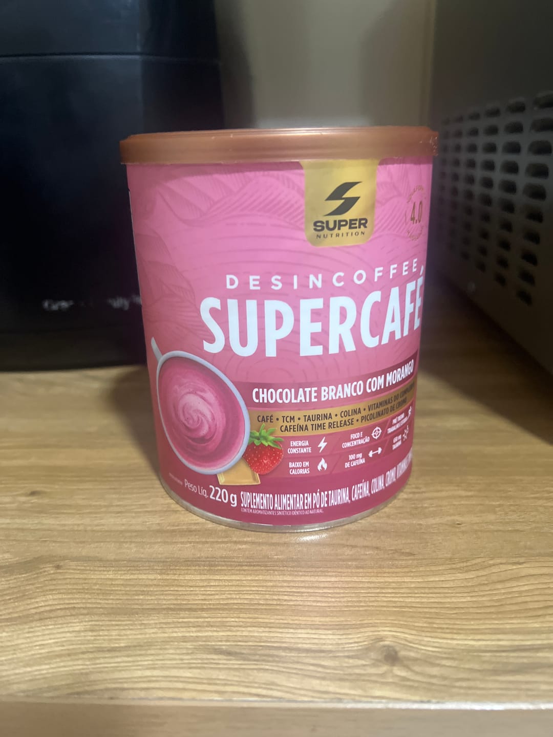 Customer photo review of Supercafé Chocolate Branco com Morango