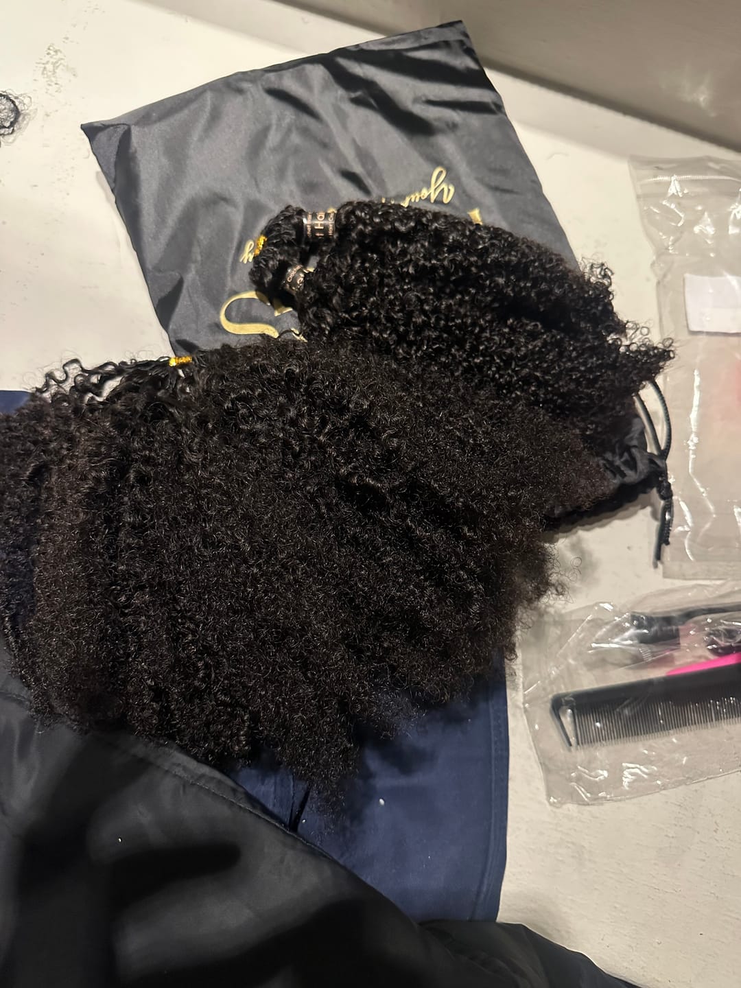 Customer photo review of Multi-Textured Kinky Curly Crochet Hair