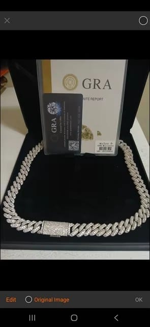 Customer photo review of 3-Row 13MM 15MM 18MM Moissanite Miami Cuban Link Chain 14K Gold