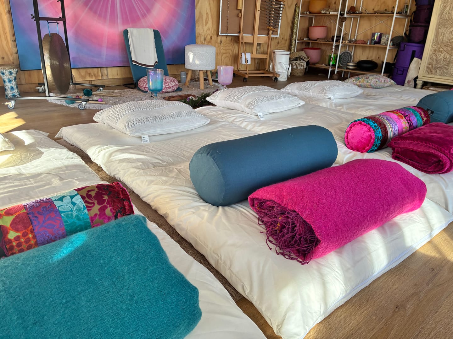 Customer photo review of Round Yoga Bolster - Teal