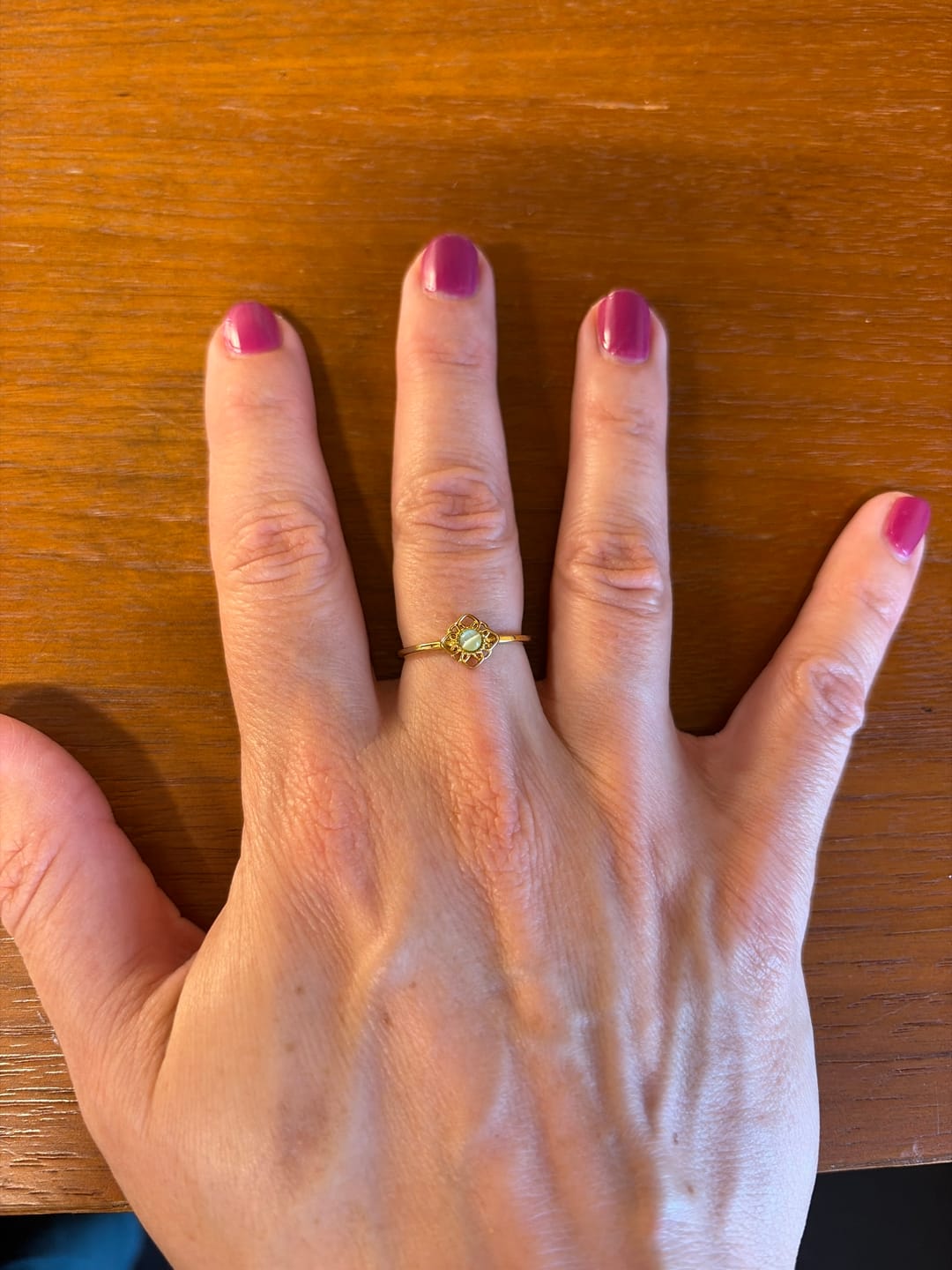 Customer photo review of Vintage Lotus Flower Opal Ring