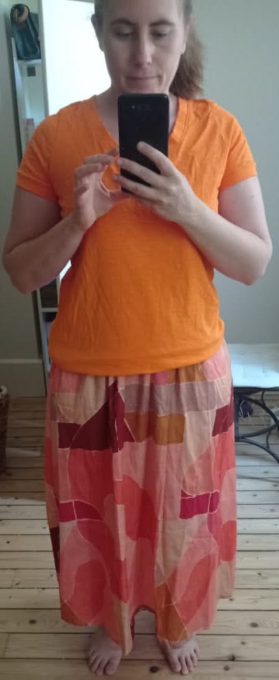 Customer photo review of Jupe Tao — Satin de coton Dune Rose