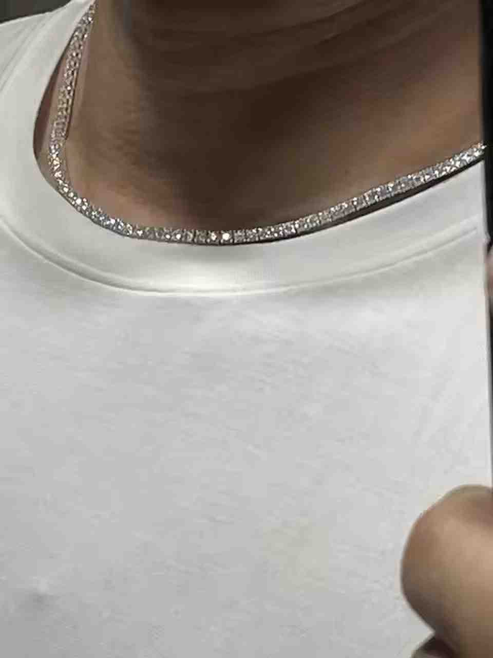 Customer photo review of 2mm 3mm 4mm 5mm 6.5mm Moissanite Tennis Necklace, 925 Silver Gold-Plated