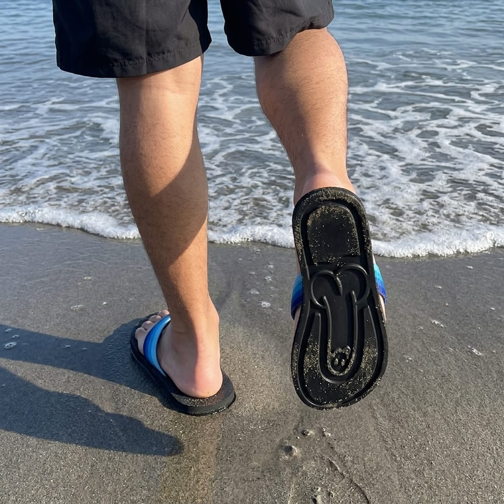 Customer photo review of Hidden Print Beach Flops