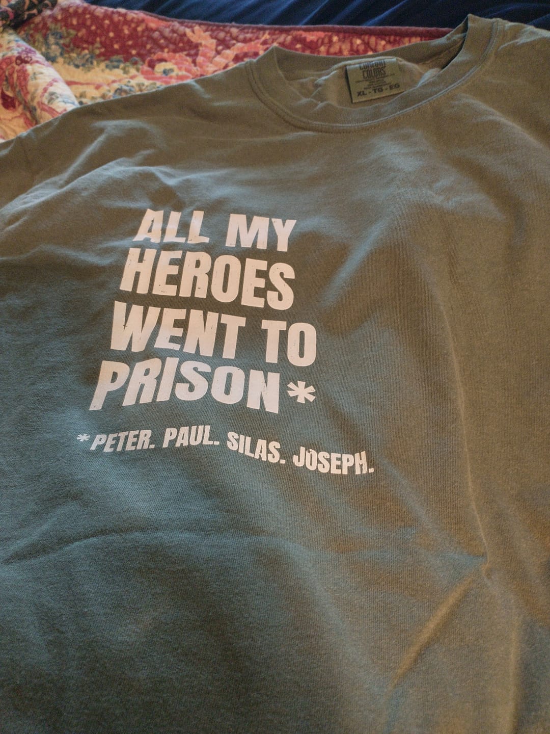 Customer photo review of Heroes T-shirt