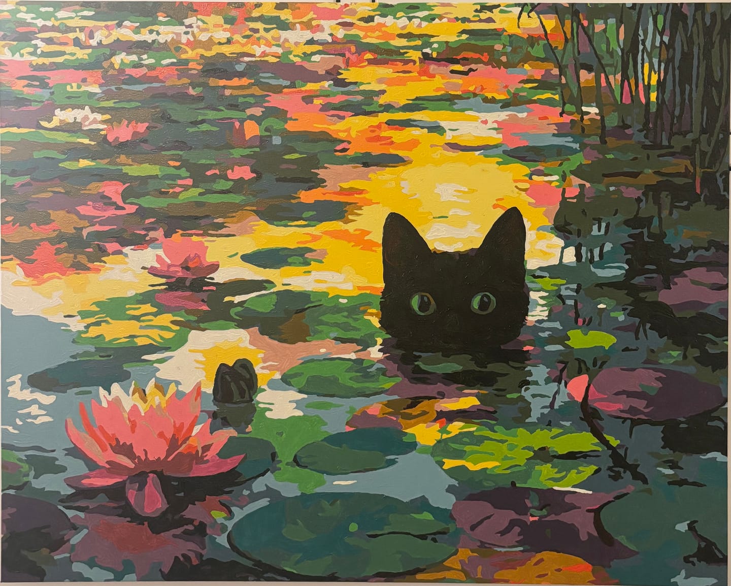 Customer photo review of A Water lilies cat | Paint by Number