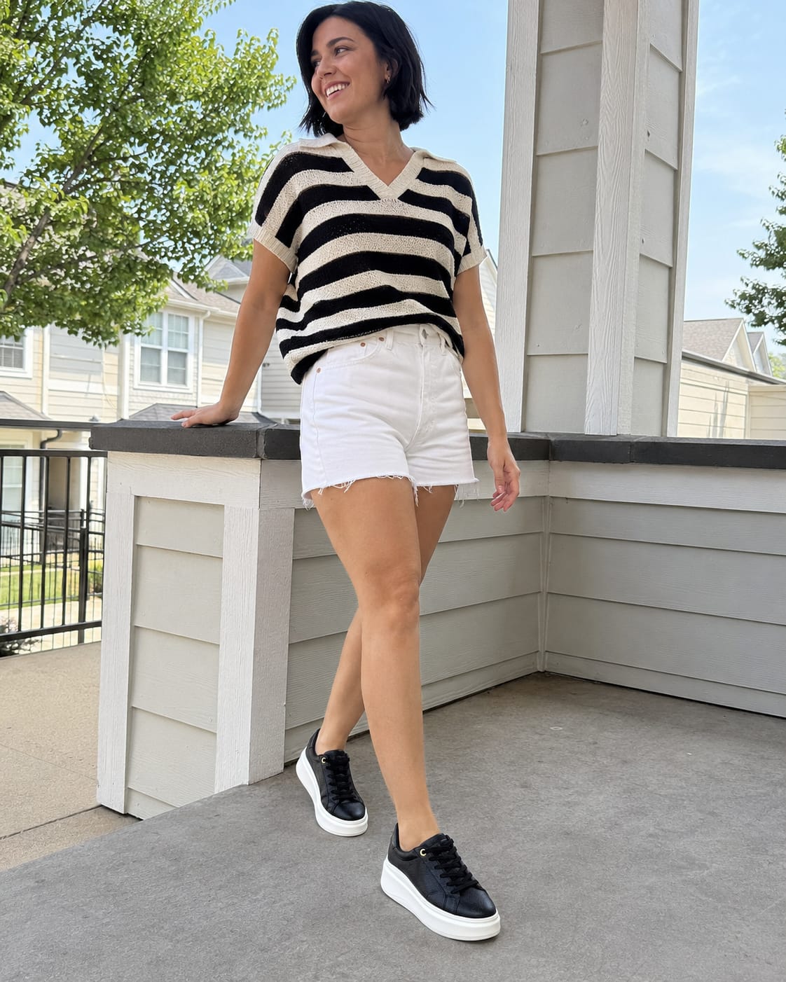 Customer photo review of Lucky Step Platform Court Sneakers