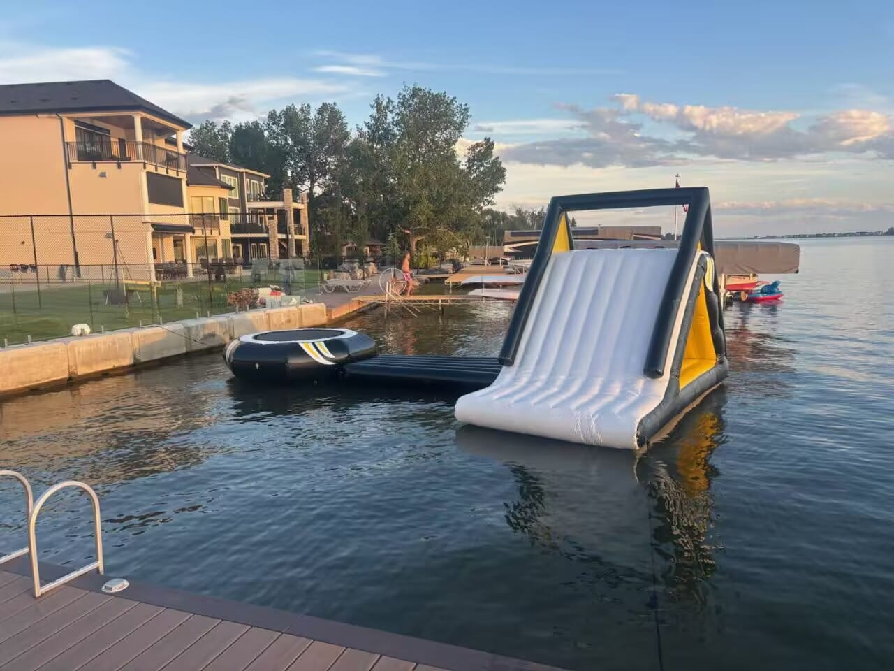 Customer photo review of New Black Inflatable Water Floating Trampoline Combo With Launch And Slide