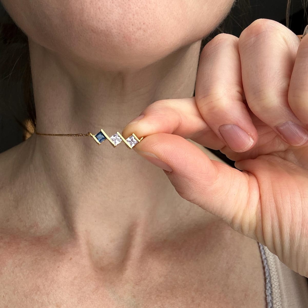 Customer photo review of Mother's Birth Stone Necklace