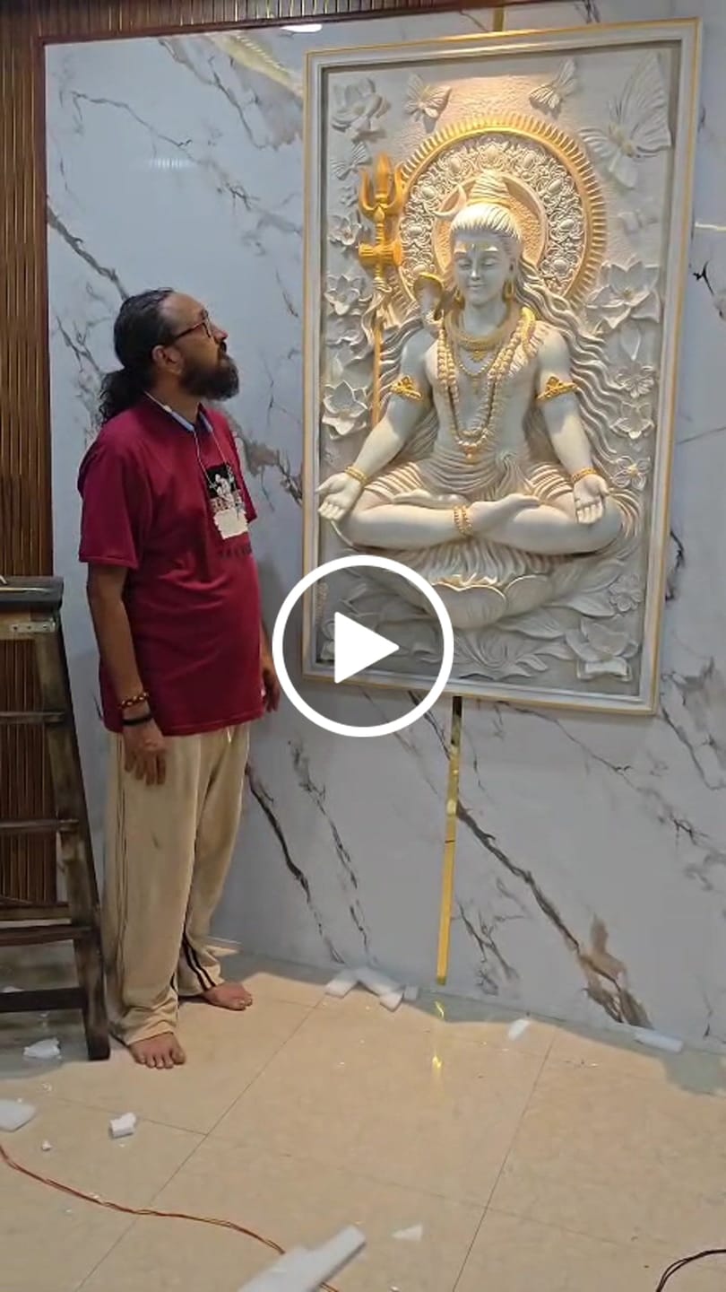 Customer video review of Shiva Padmasana Wall Mural with Floral Design | 5ft Dhyani Shiva 🔱