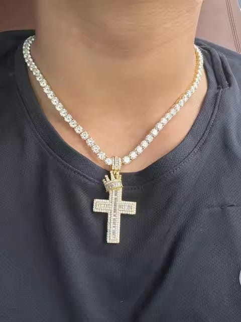 Customer photo review of 2mm 3mm 4mm 5mm 6.5mm Moissanite Tennis Necklace, 925 Silver Gold-Plated