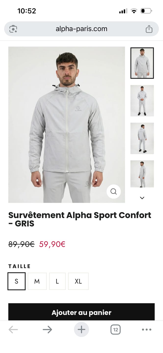 Customer photo review of Survêtement Alpha Sport Confort - GRIS