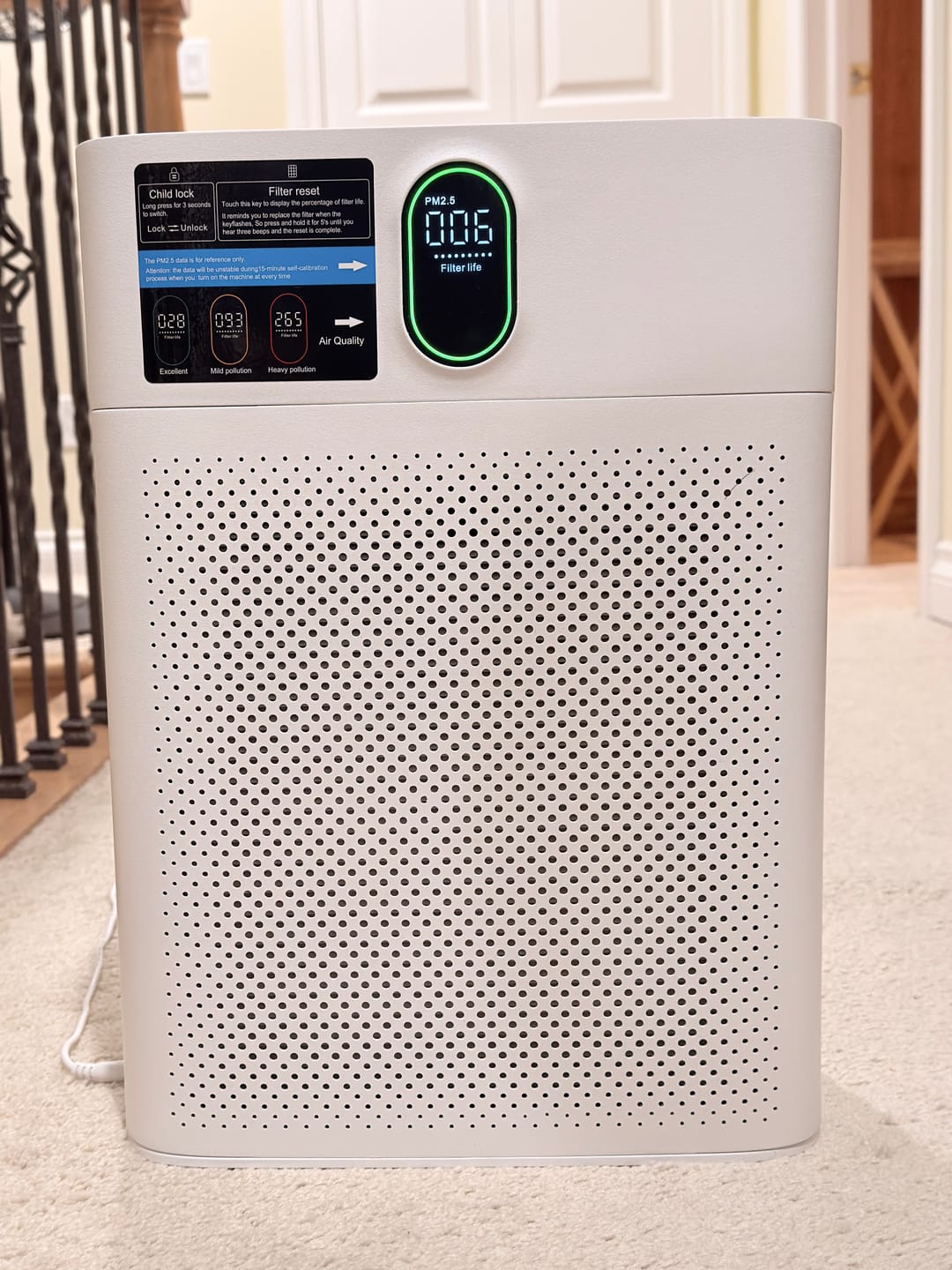 Customer photo review of Smart Air Purifier V1 Pro – Powerful HEPA Filtration with PM2.5 Sensor, App & Voice Control for Clean Indoor Air