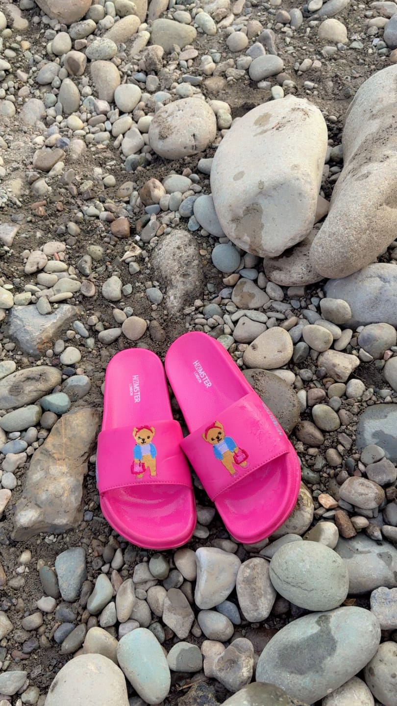 Customer photo review of Hamster London Ted H Chic Slides Hot Pink