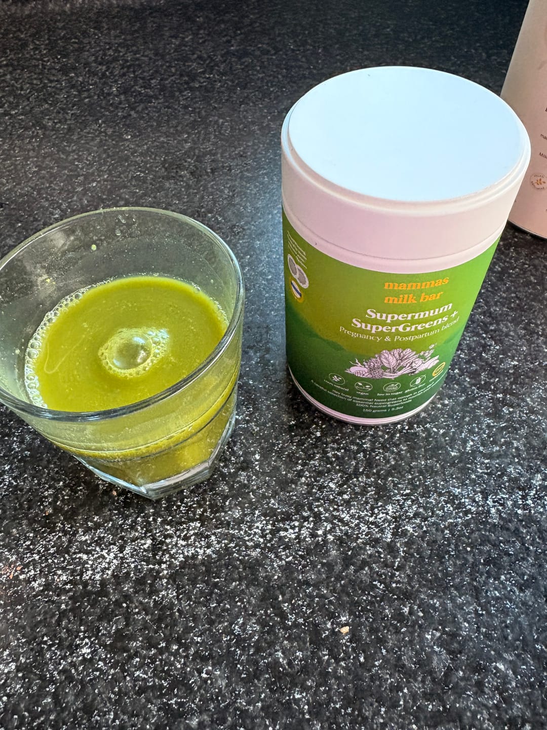 Customer photo review of SuperGreens+ Organic Superfood Powder for Pregnancy & Postpartum