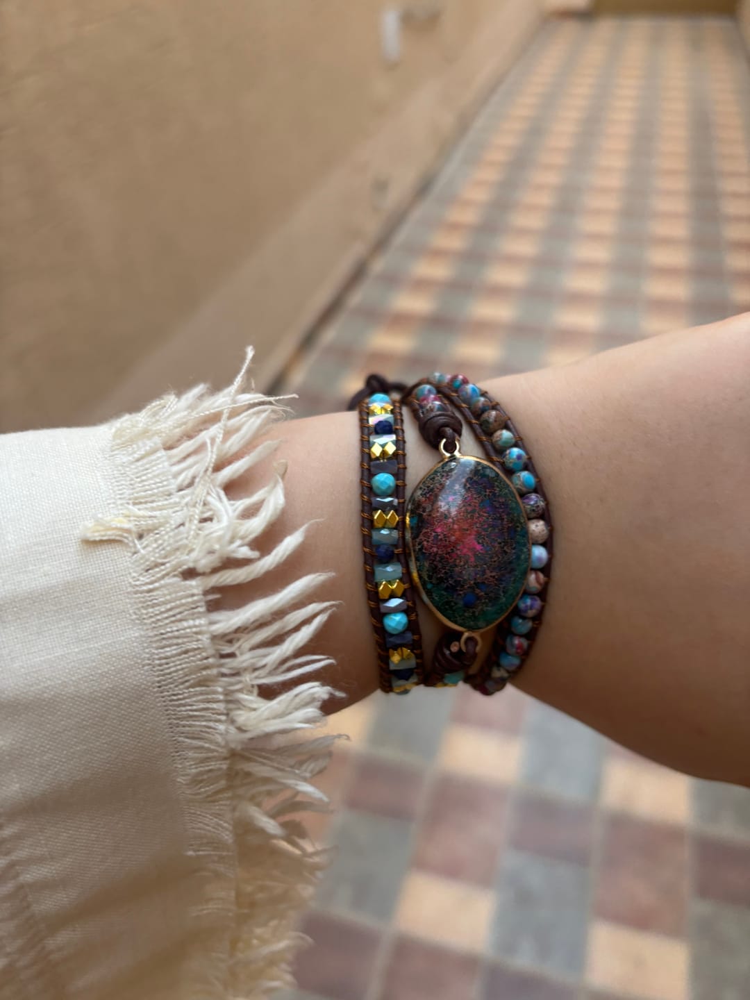 Customer photo review of Intense Emperor Jasper Wrap Bracelet