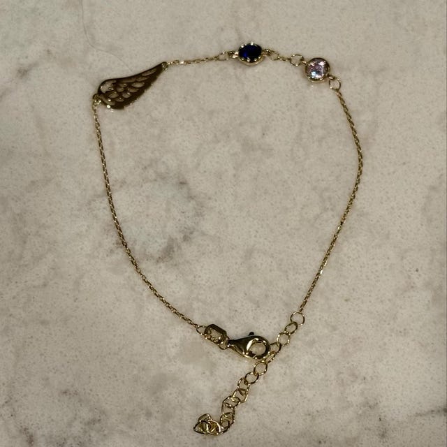 Customer photo review of Angel Wing Bracelet with Birthstone