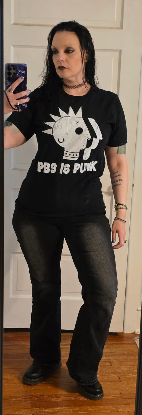 Customer photo review of PBS is Punk Distressed Tee