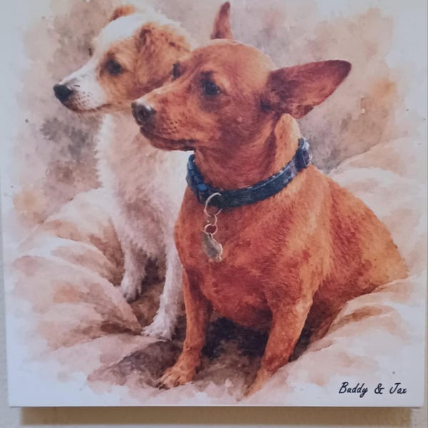 Customer photo review of Custom Watercolor Pet Portrait From Photo, Personalized Pet Memorial Gift For Dog Lover, Sympathy Gift For Dog Loss