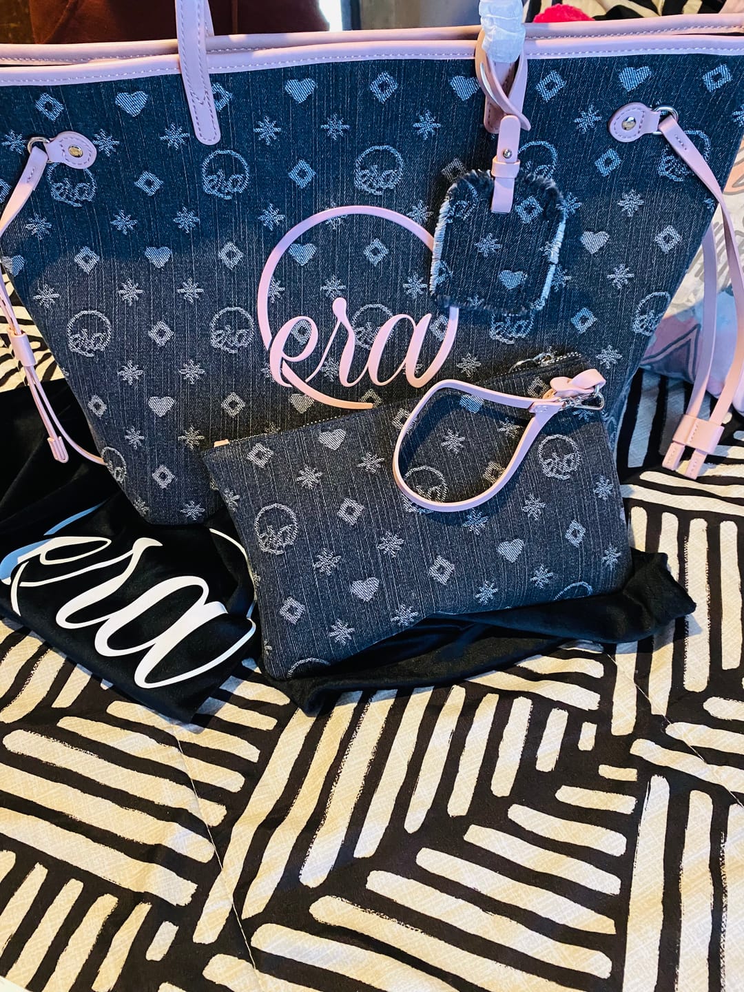 Customer photo review of Pink Muse Denim Tote