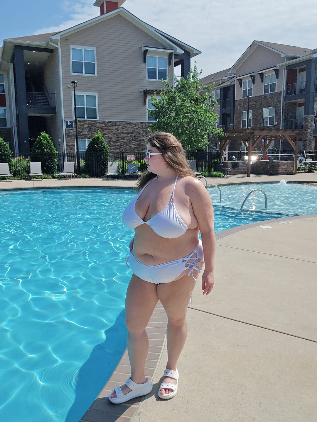 Customer photo review of Whipped White Glitter Triangle Bikini Top final sale
