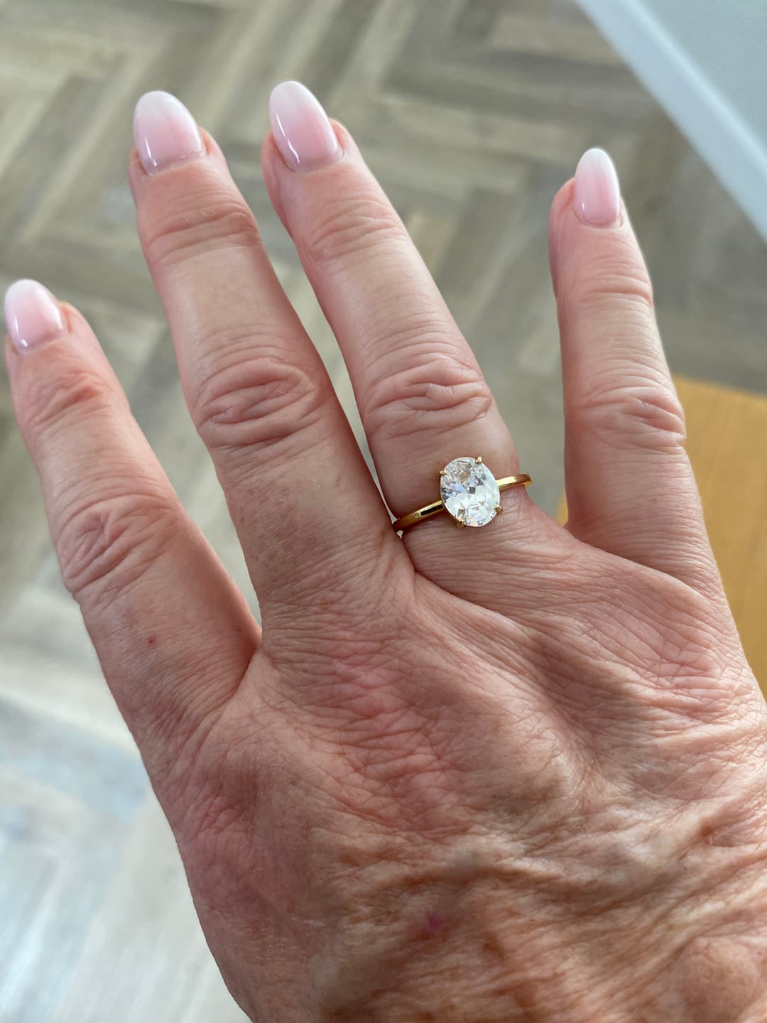 Customer photo review of Oval Solitaire Diamond-Inspired Ring 2ct