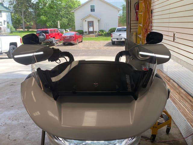 Customer photo review of Color Matched hand guard with LED for Touring & Softails fit for 2009-2026