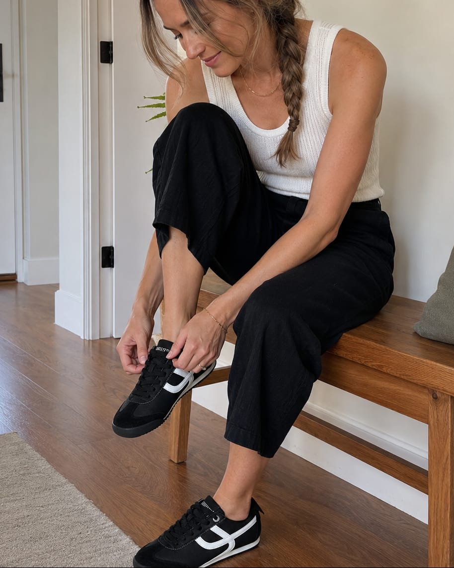 Customer photo review of Lucky Step Retro Thin-Sole Sneakers