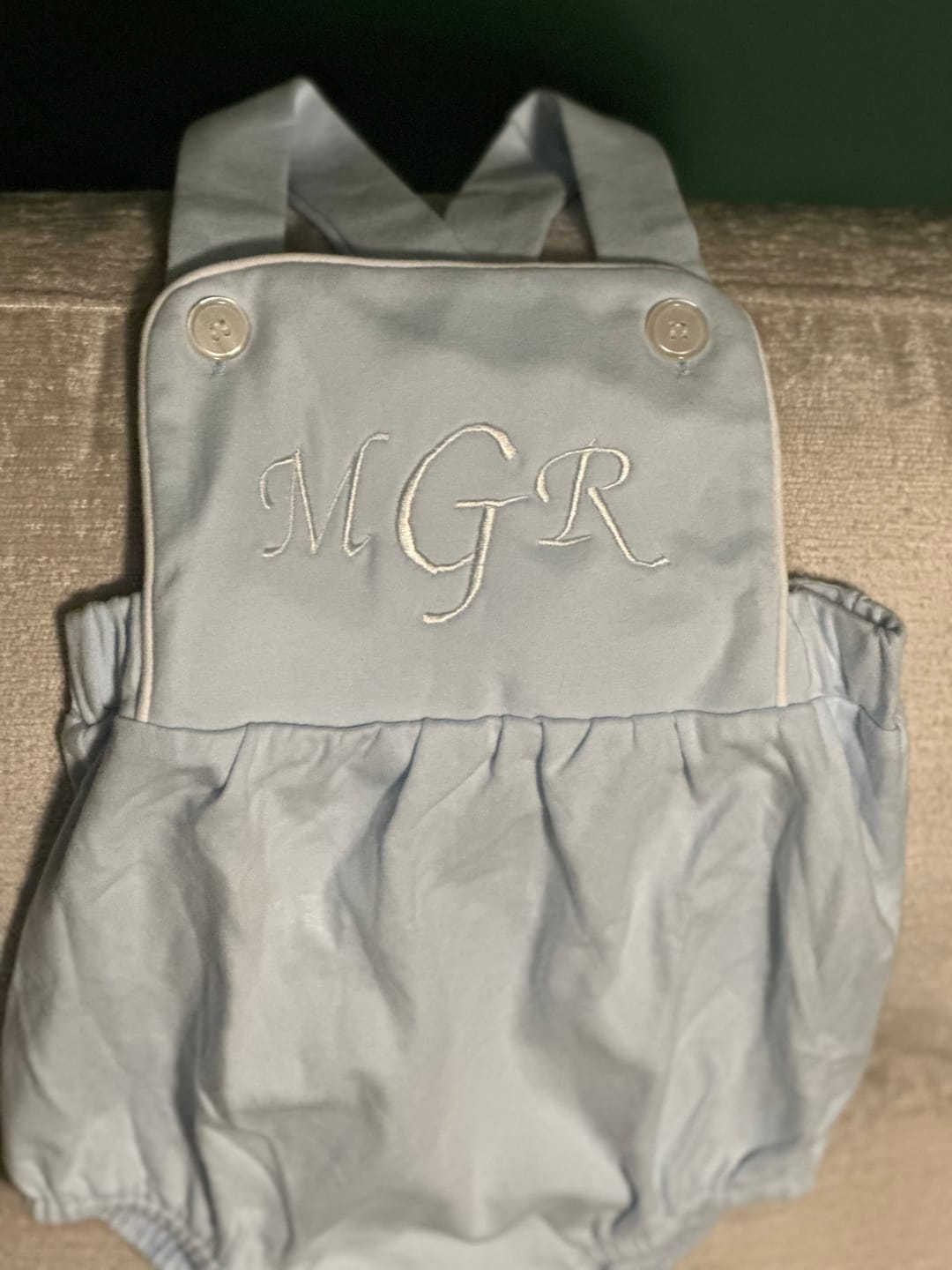 Customer photo review of Unisex Vintage Bubble Romper