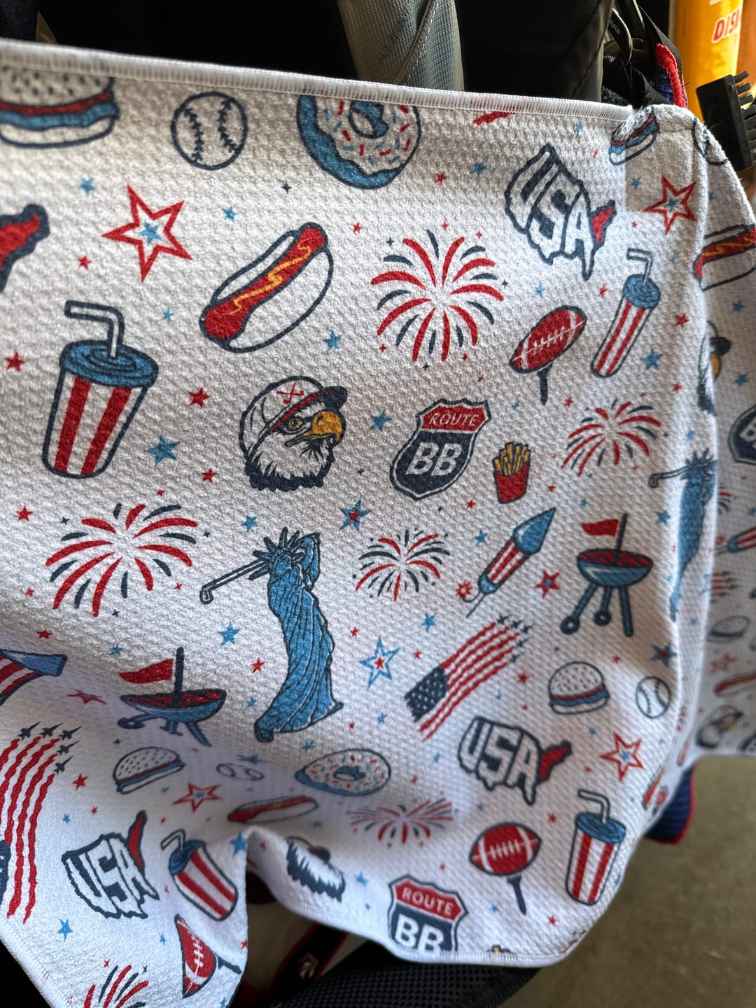 Customer photo review of USA White - Magnetic Golf Towel