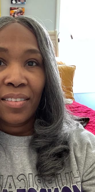 Customer photo review of Luvwin Salt & Pepper Gray Beginner Friendly Glueless Straight Wig 100% Human Hair