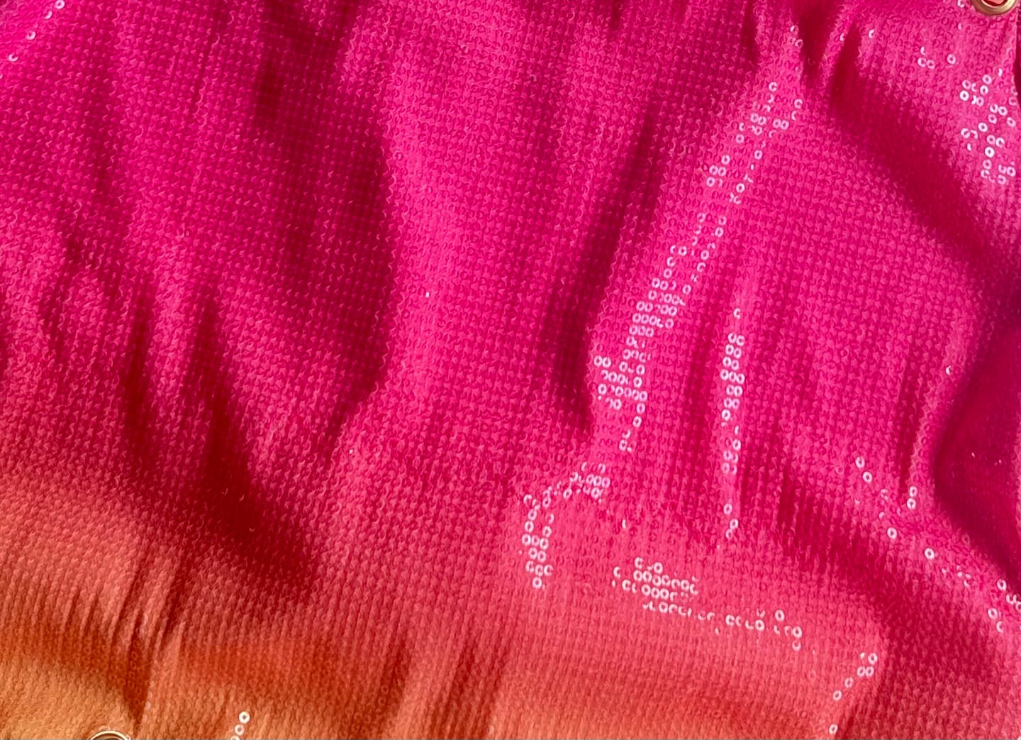 Customer photo review of Yellow Pink Ombre Sequin Fabric for Dresses