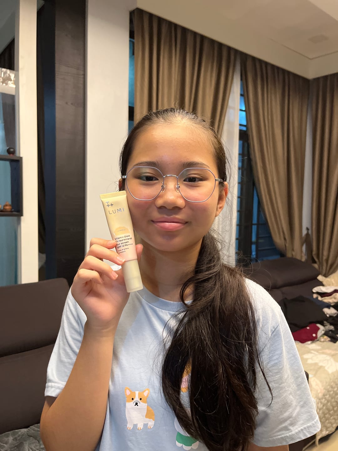 Customer photo review of Vitamin Glow Tinted Mineral Sunscreen SPF50 PA++++