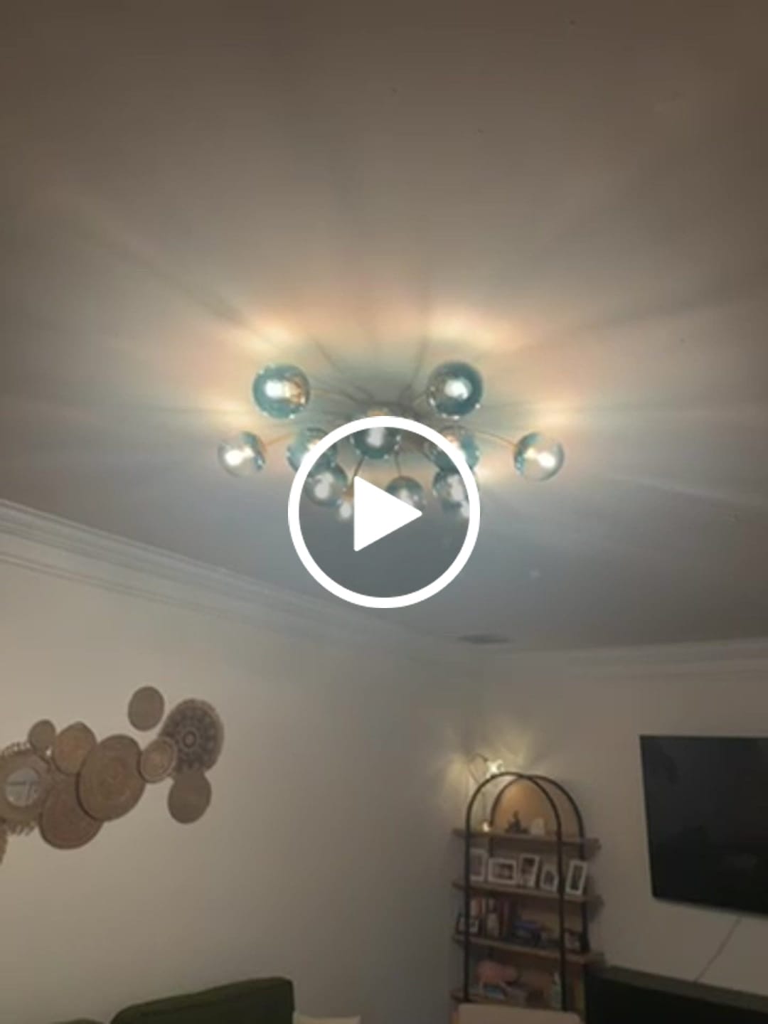 Customer video review of Glam Bloom 12-Light Blue Glass Bubble Semi Flush Chandelier