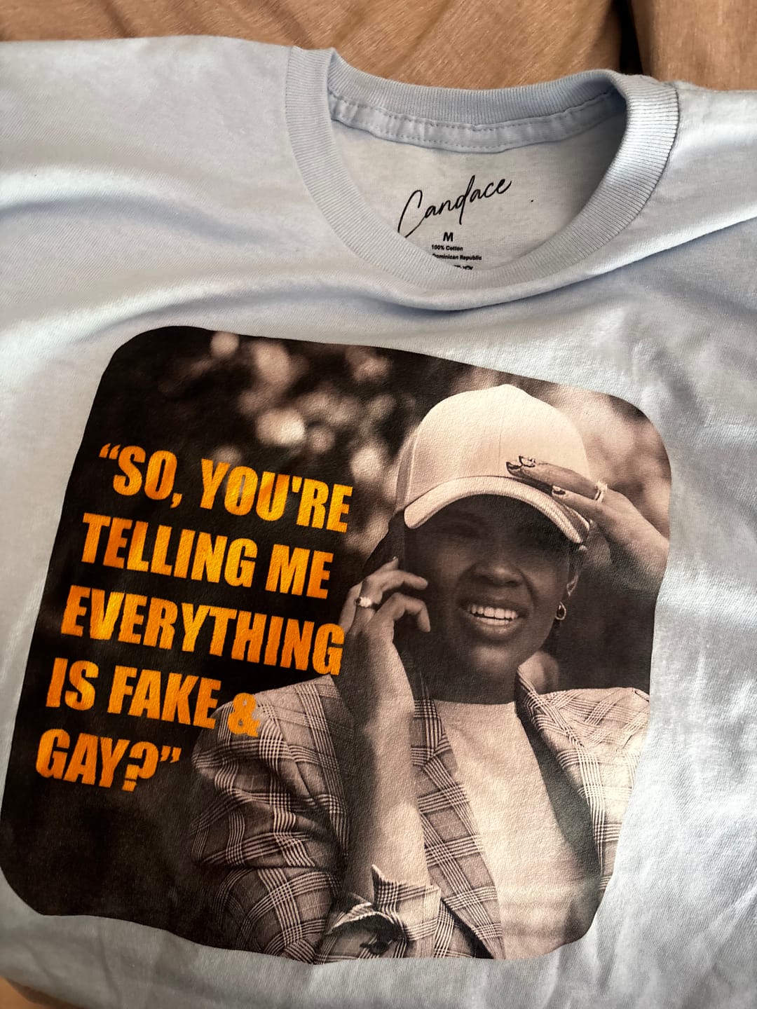 Customer photo review of Fake & Gay T-shirt