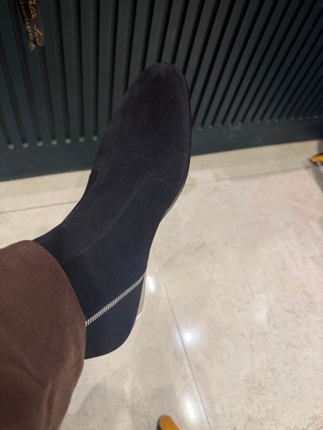 Customer photo review of Cuban Zipper Boots - Black Suede