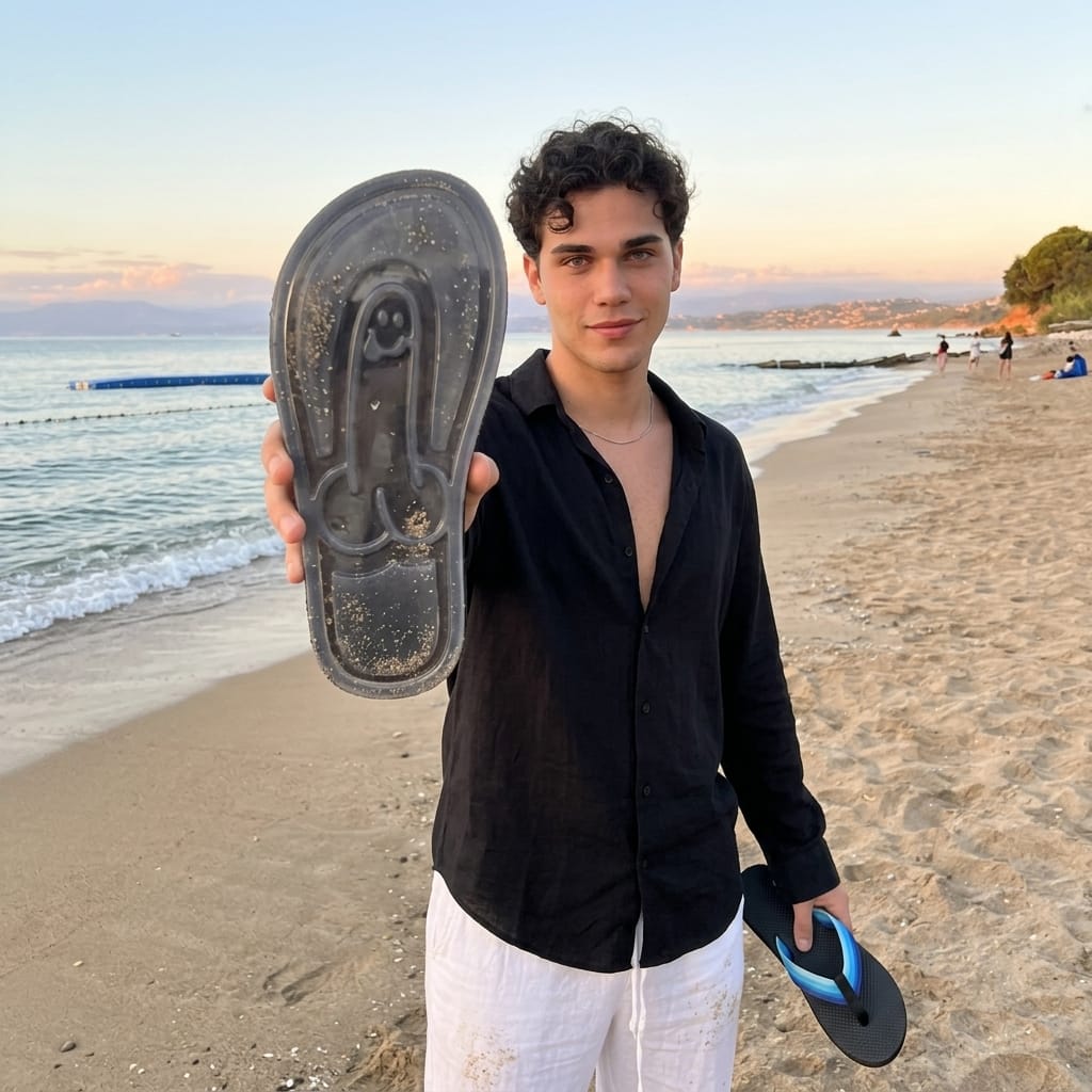 Customer photo review of Hidden Print Beach Flops
