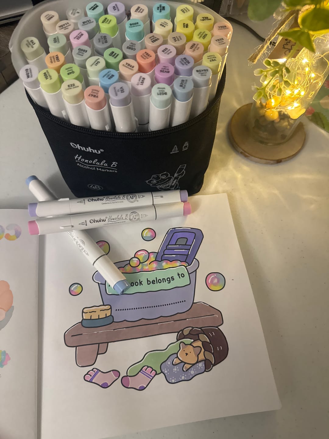 Customer photo review of Ohuhu Honolulu New 48 Pastel Colors Dual Tips Alcohol Art Markers - Blossoming (New Color Codes)