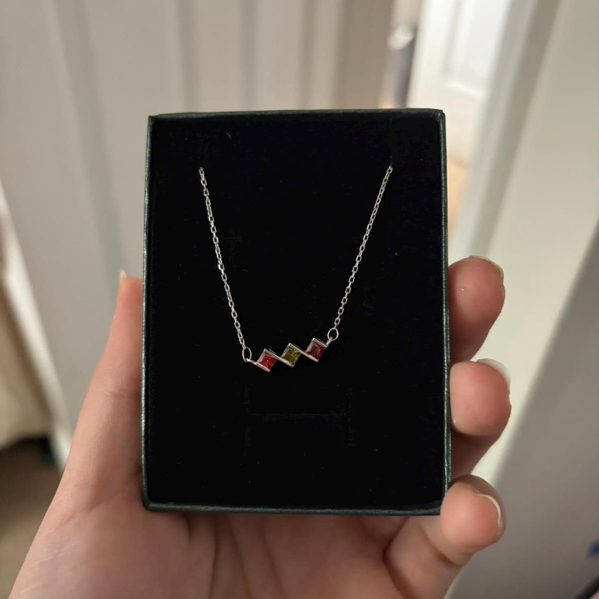 Customer photo review of Mother's Birth Stone Necklace