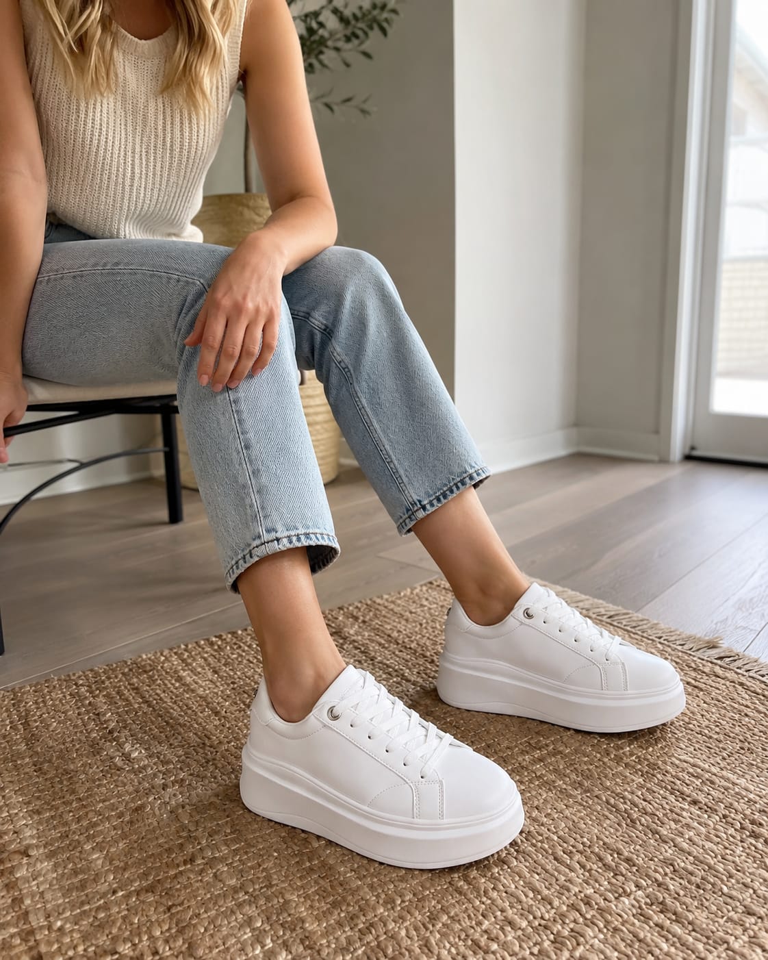 Customer photo review of Lucky Step Platform Court Sneakers
